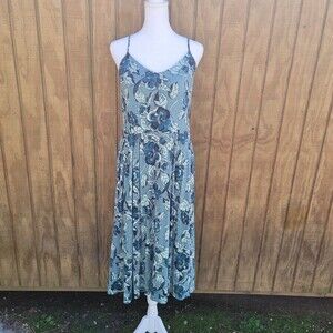 Loft Floral Print Strappy Midi Dress Womens Size L